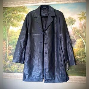 High Quality Genuine Leather Trenchcoat Size L